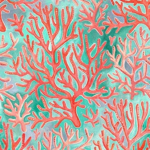 Glowing Coral in a Teal Lagoon large
