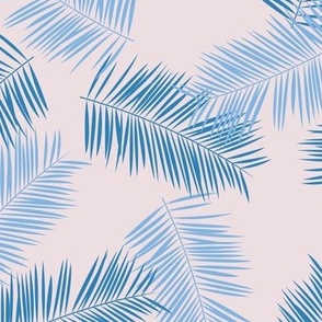 Hawaii garden palm leaves boho jungle minimalist leaf design neutral nursery blue navy on blush beige 