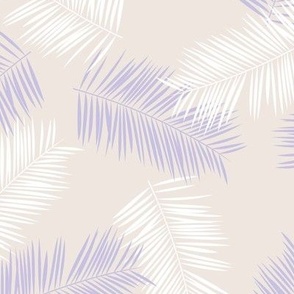 Hawaii garden palm leaves boho jungle minimalist leaf design neutral nursery lilac purple white beige sand