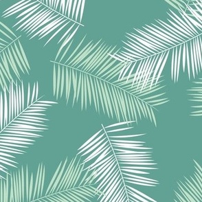 Hawaii garden palm leaves boho jungle minimalist leaf design neutral nursery turquoise green mint white