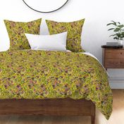 Bohemian Floral Paisley in Midnight Blue, Hot Pink, Marigold and Chartreuse Paducaru