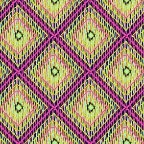 Geometric Loose Stitches in Hot Pink, Chartreuse, Mint, Midnight Blue Paducaru