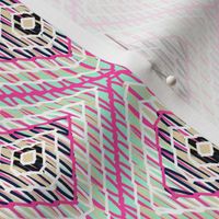 Geometric Loose Stitches in Mint, Sand, Hot Pink, Midnight Blue Paducaru