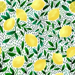 1 3/4" inch on fabric (approximate) - lemons - white