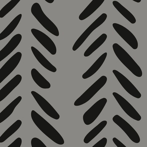 Organic Chevron | Large Scale | Light grey, true black | hand painted stripes
