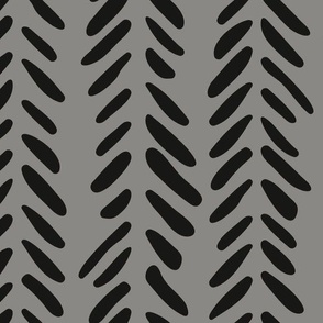 Organic Chevron | Medium Scale | Light grey, true black | hand painted stripes