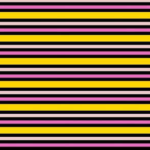 Horizontal stripes in yellow and pink - Medium scale