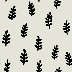 Minimal Ferns | Large Scale | Cream Off White, Rich Black