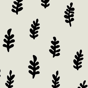 Minimal Ferns | Medium Scale | Cream Off White, Rich Black