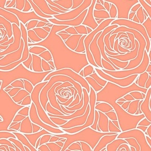 Rose Cutout Pattern - Peach and White