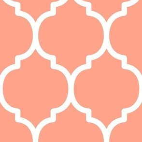 Extra Large Moroccan Tile Pattern - Peach and White