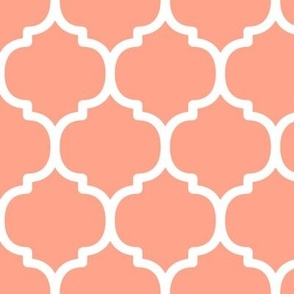 Large Moroccan Tile Pattern - Peach and White