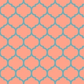 Moroccan Tile Pattern - Peach and Aqua