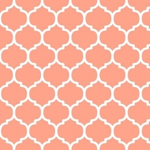 Moroccan Tile Pattern - Peach and White