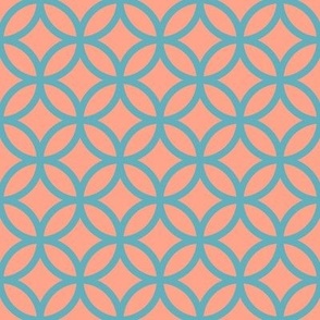 Interlocked Circle Pattern - Peach and Aqua