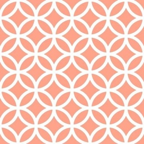 Interlocked Circle Pattern - Peach and White