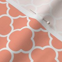 Quatrefoil Pattern - Peach and White