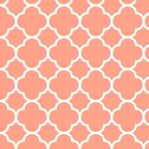Quatrefoil Pattern - Peach and White