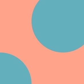 Jumbo Polka Dot Pattern - Peach and Aqua