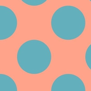 Large Polka Dot Pattern - Peach and Aqua