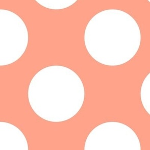 Large Polka Dot Pattern - Peach and White