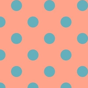 Big Polka Dot Pattern - Peach and Aqua