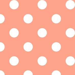 Big Polka Dot Pattern - Peach and White