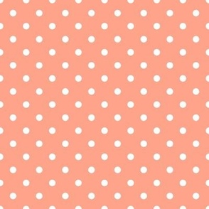 Small Polka Dot Pattern - Peach and White