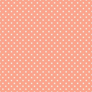 Tiny Polka Dot Pattern - Peach and White