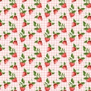 1.5" Strawberries Pink Gingham