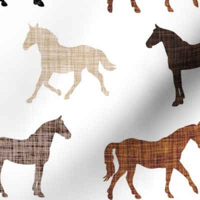 linen horses: cedar, 13-2, black, caramel no. 1, mocha