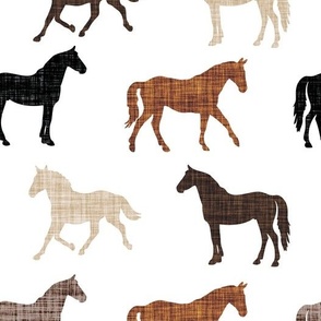 linen horses: cedar, 13-2, black, caramel no. 1, mocha