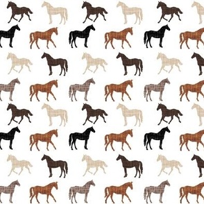 small linen horses: cedar, 13-2, black, caramel no. 1, mocha