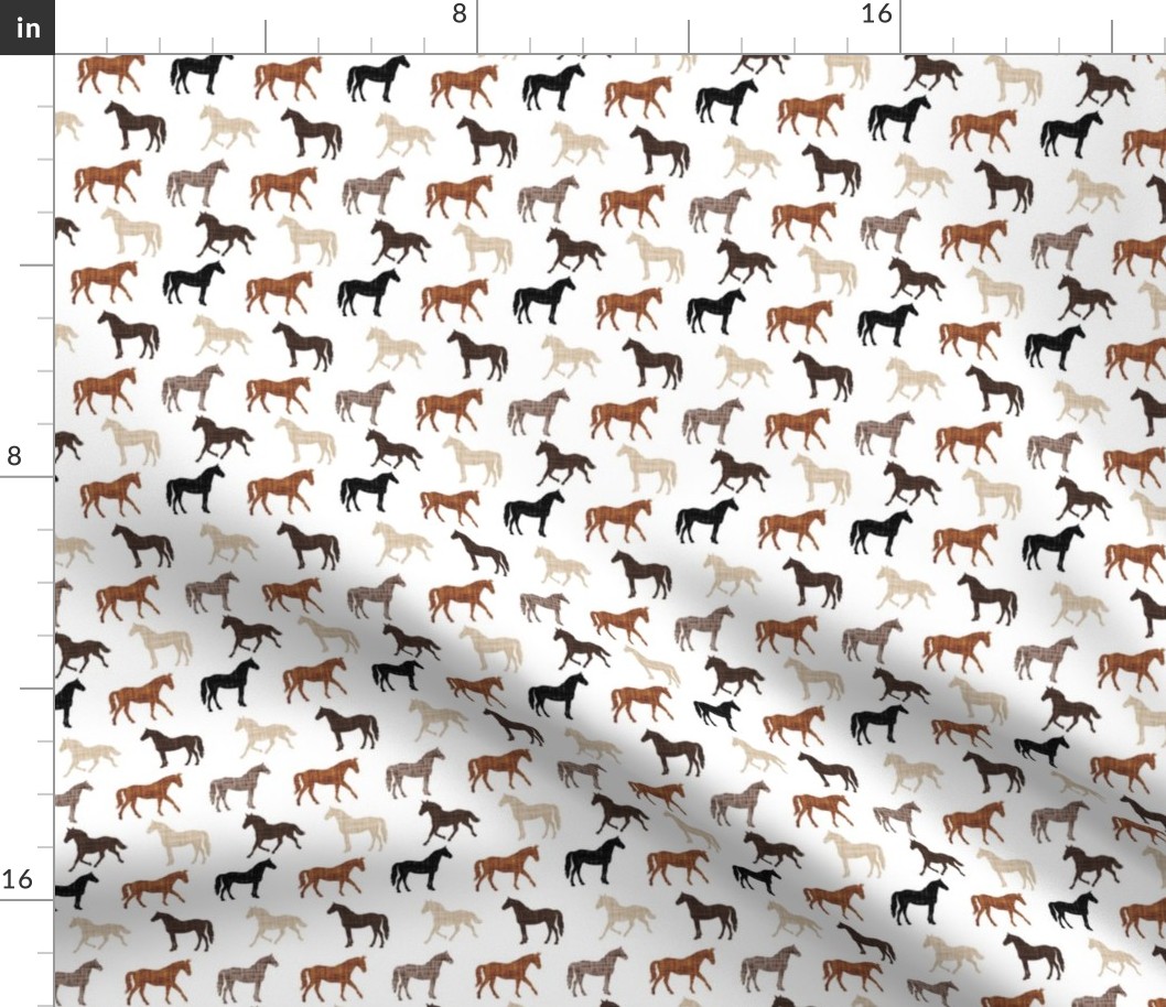 small linen horses: cedar, 13-2, black, caramel no. 1, mocha