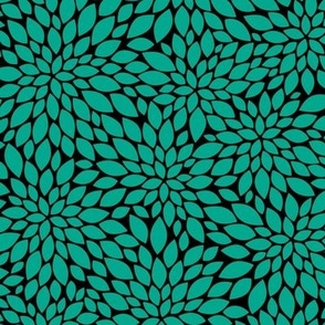 Dahlia Blossom Pattern - Peacock Green and Blue