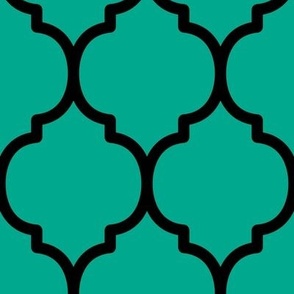 Extra Large Moroccan Tile Pattern - Peacock Green and Blue