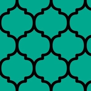 Large Moroccan Tile Pattern - Peacock Green and Blue