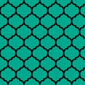 Moroccan Tile Pattern - Peacock Green and Blue