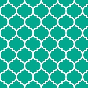 Moroccan Tile Pattern - Peacock Green and White