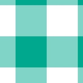 Extra Jumbo Gingham Pattern - Peacock Green and White