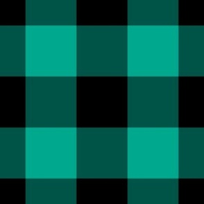 Jumbo Gingham Pattern - Peacock Green and Blue