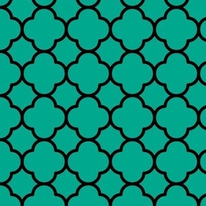 Quatrefoil Pattern - Peacock Green and Blue