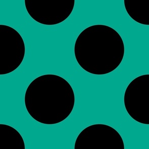 Jumbo Polka Dot Pattern - Peacock Green and Black