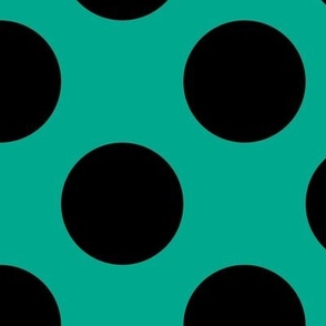 Large Polka Dot Pattern - Peacock Green and Black