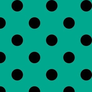 Big Polka Dot Pattern - Peacock Green and Black