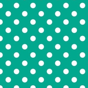 Polka Dot Pattern - Peacock Green and White