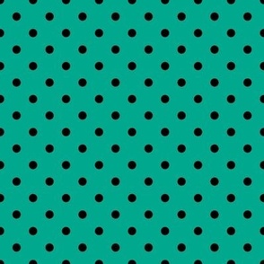 Small Polka Dot Pattern - Peacock Green and Black