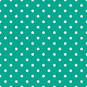 Small Polka Dot Pattern - Peacock Green and White