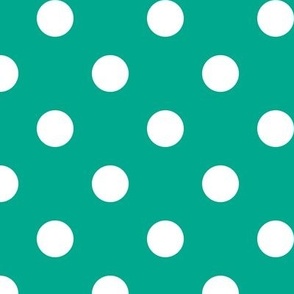 Big Polka Dot Pattern - Peacock Green and White