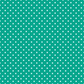 Tiny Polka Dot Pattern - Peacock Green and White